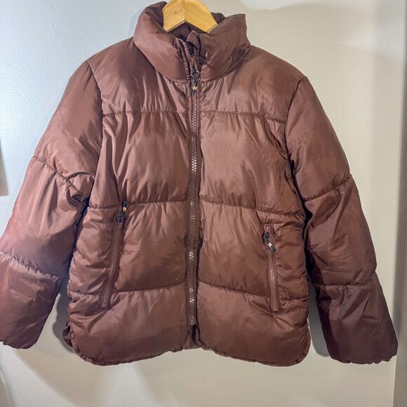 H&M Brown Cropped Puffer Jacket Y2K-Style Puffer (US Kids Size 12 / Women’s XXS) - Picture 1 of 5